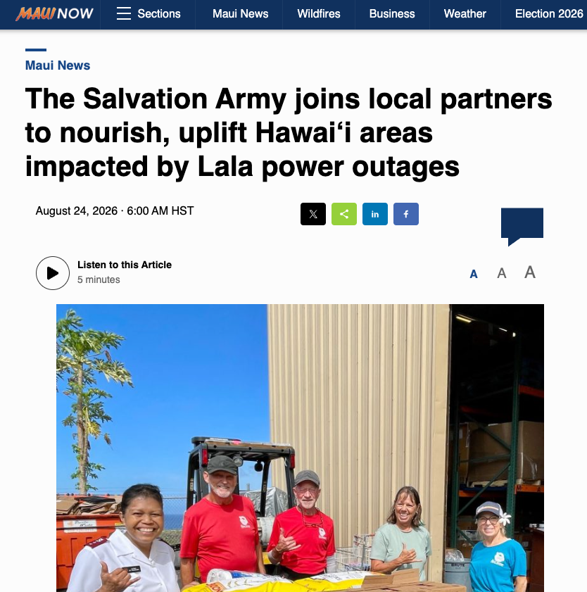 Maui Now coverage of Salvation Army feeding operations
