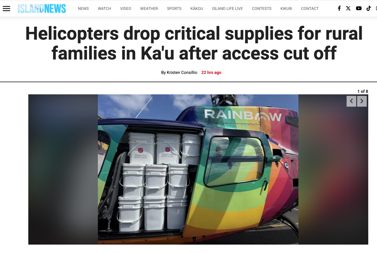 KITV coverage of helicopter airlifts to Kaʻu