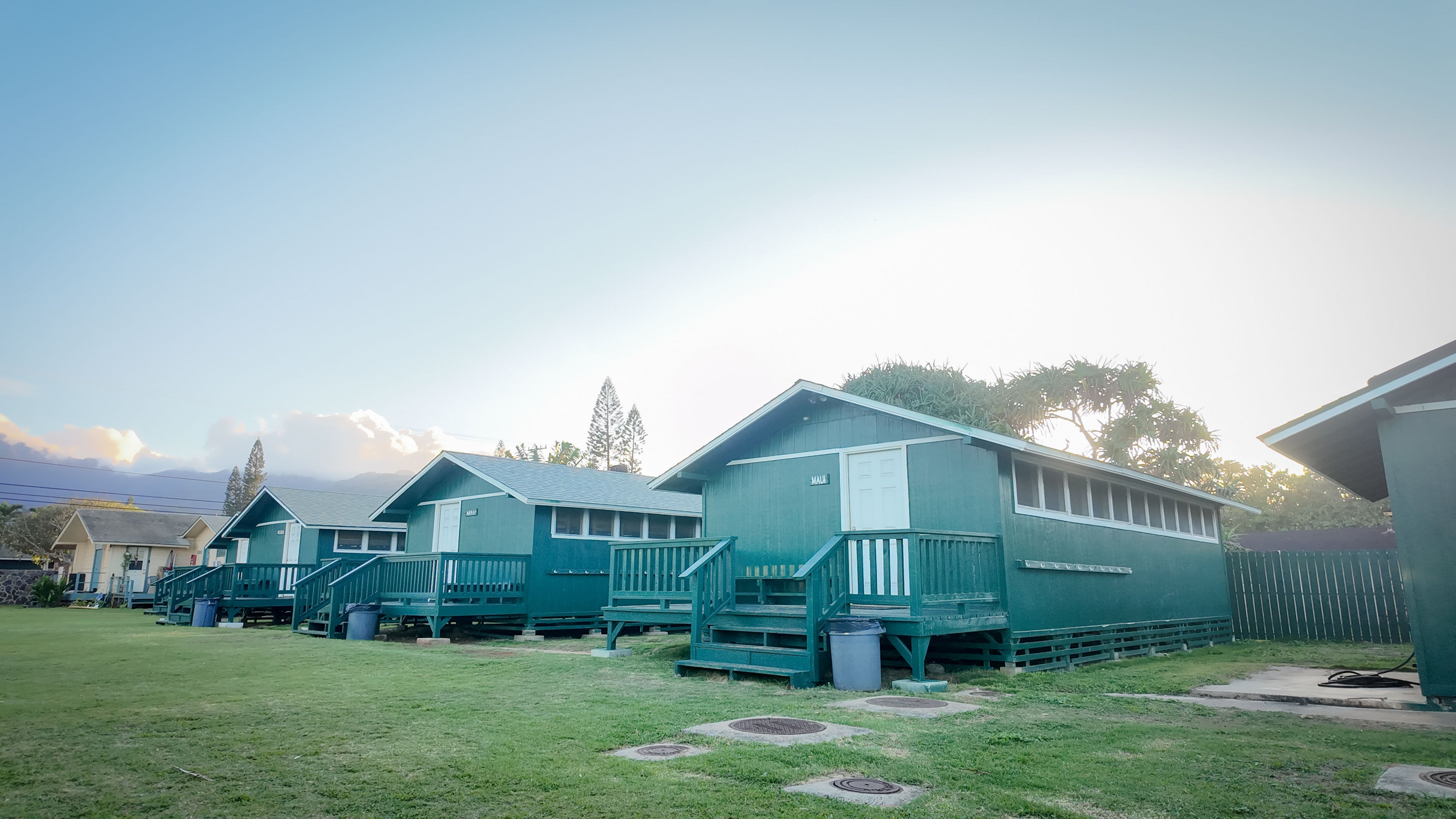 Aerial view of Camp Homelani cabins on O'ahu's North Shore