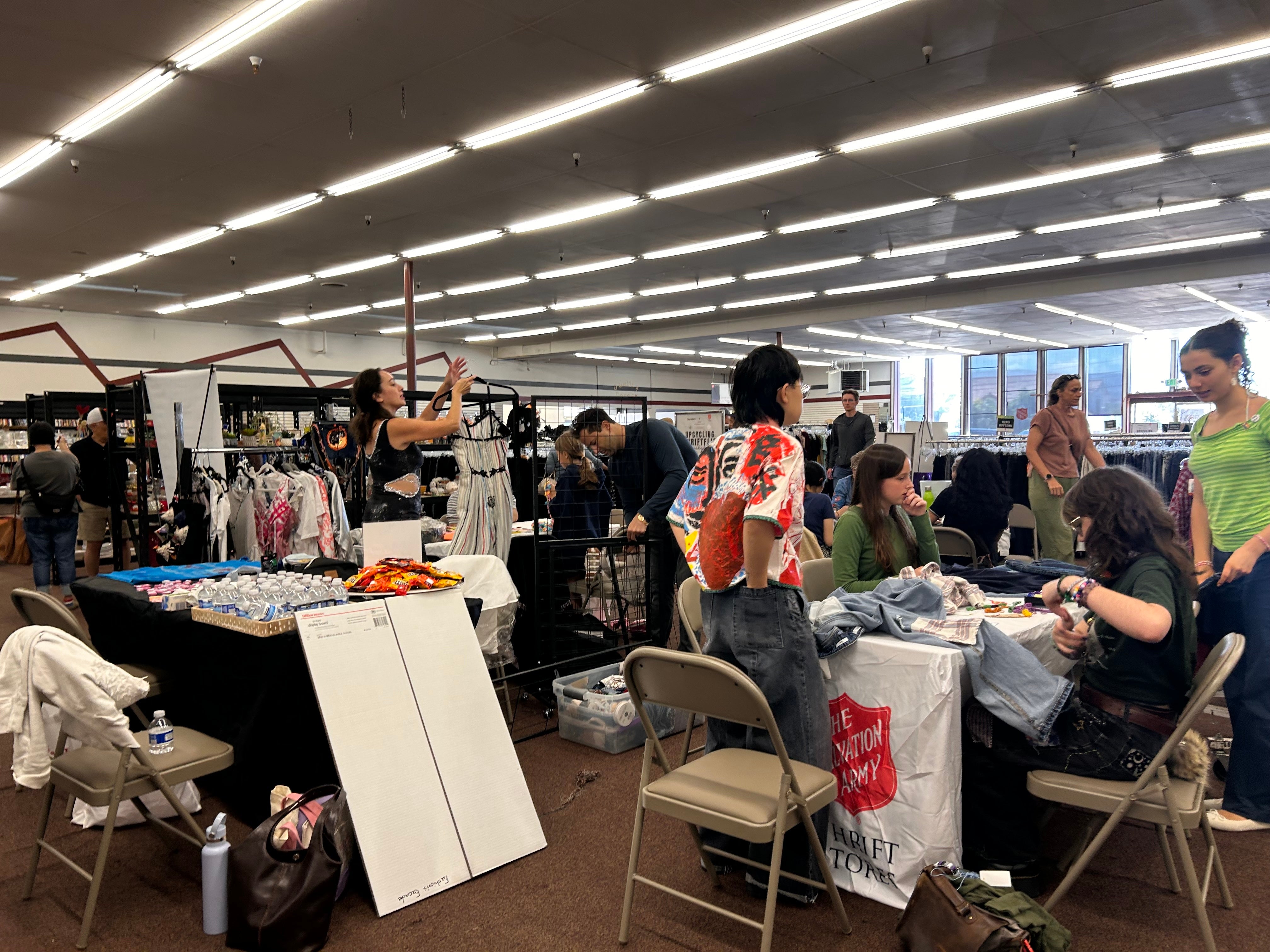 Shoppers and creatives gather for The Salvation Army South San Francisco Thrift Store upcycling event.