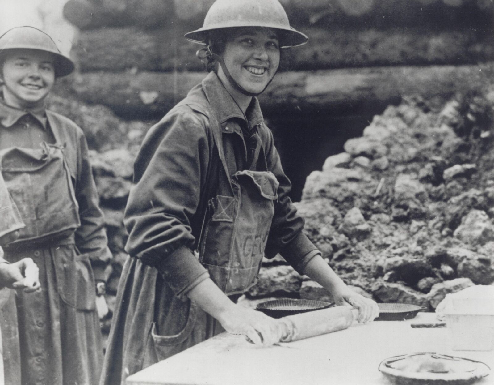 Salvation Army Donut Lassie rolling dough during World War I