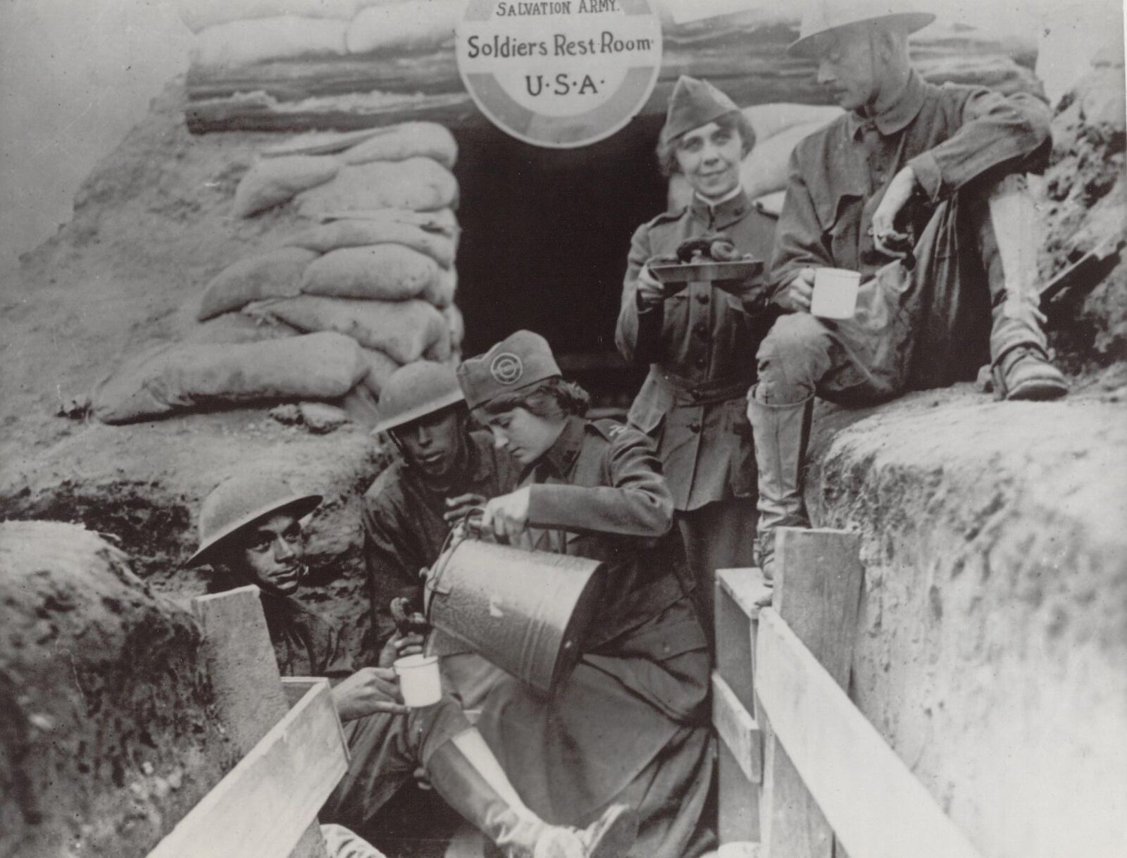 Salvation Army Donut Lassies serving troops in the trenches during World War I