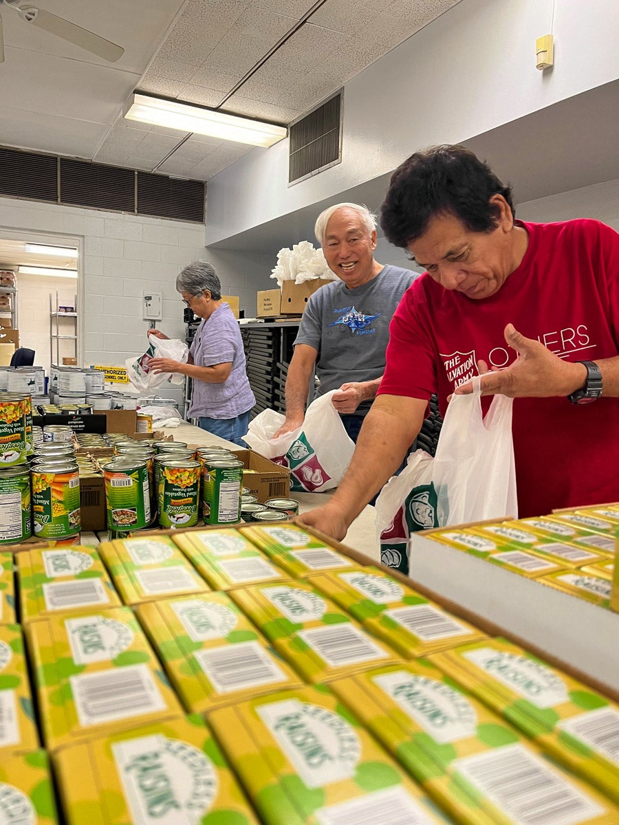 Volunteer at a Salvation Army food pantry