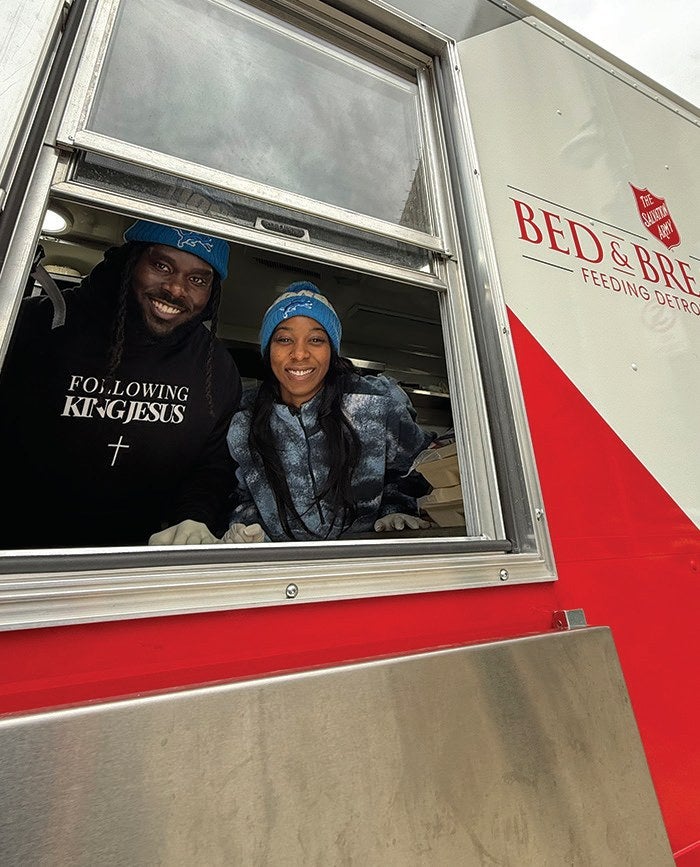 Myles Adams aboard the Bed and Bread truck