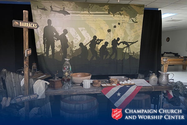 Veterans services barracks recreated - Champaign Church and Worship Center - North and Central Illinois Division. Veterans services barracks recreated - Champaign Church and Worship Center - North and Central Illinois Division.